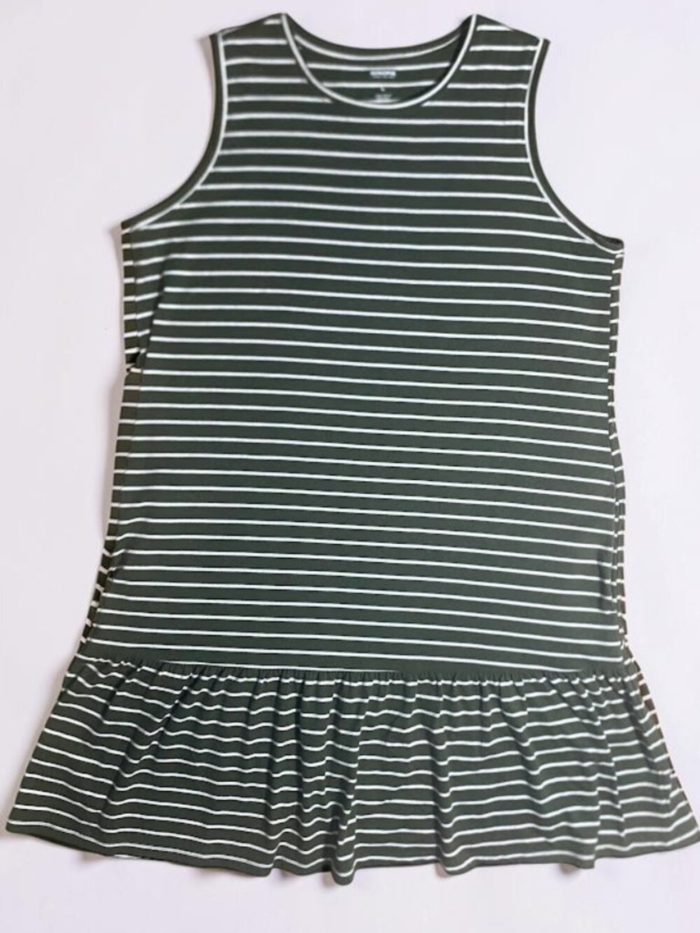 Sonoma Sleeveless Shirt Dress Large Green Striped Cotton Peasant casual‎ leisure